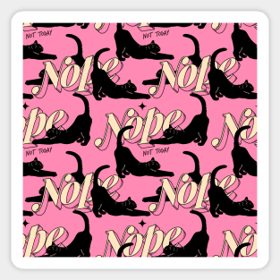 Monday Nope Black Cat Pattern in pink Sticker